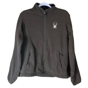 Spyder Full Front Zip Fleece Jacket Brown Size Large